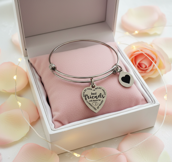 Side by side or miles apart best friends will always be connected by heart