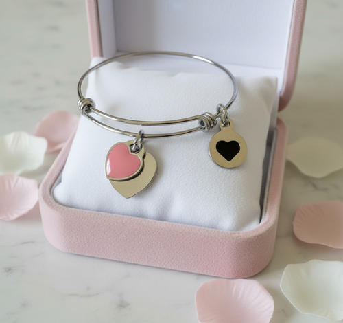 Double heart bracelet (pink)