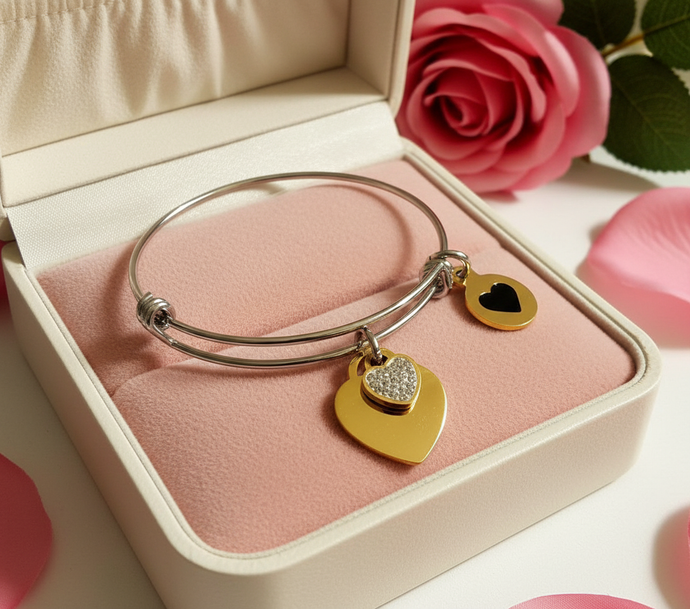 Double heart bracelet (gold)